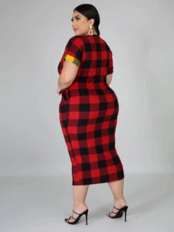 New Contrast Color Plaid Plus Size Dress -Define Your Shop P 20210629104704017 578