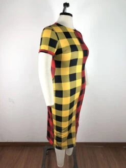 New Contrast Color Plaid Plus Size Dress -Define Your Shop P 20210629104716751 340