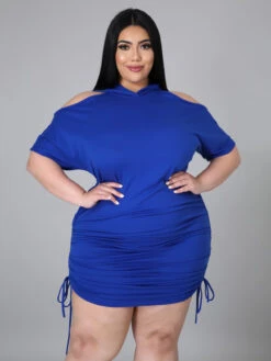 Plus Size Solid Casual Short Sleeve Short Dresses