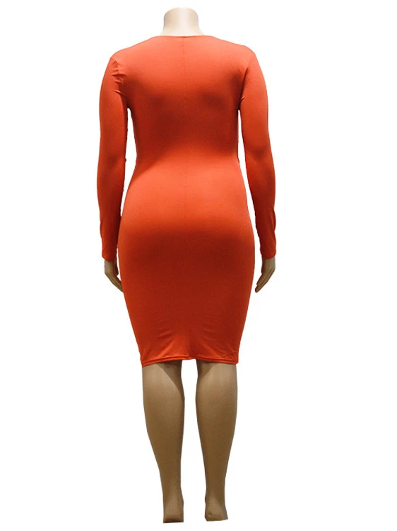 Solid V Neck Fashion Long Sleeve Bodycon Dress 8 Solid V Neck Fashion Long Sleeve Bodycon Dress - Image 6