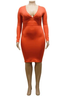 Solid V Neck Fashion Long Sleeve Bodycon Dress 14 Solid V Neck Fashion Long Sleeve Bodycon Dress -Define Your Shop P 20210909141039172 413