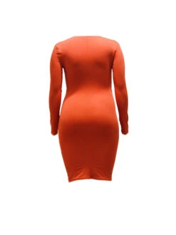 Solid V Neck Fashion Long Sleeve Bodycon Dress 19 Solid V Neck Fashion Long Sleeve Bodycon Dress -Define Your Shop P 20210909141041384 275