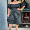 Sexy Black Ruffle Short Sleeve Plus Size Dress 1 Sexy Black Ruffle Short Sleeve Plus Size Dress -Define Your Shop P 20211008115259761 446