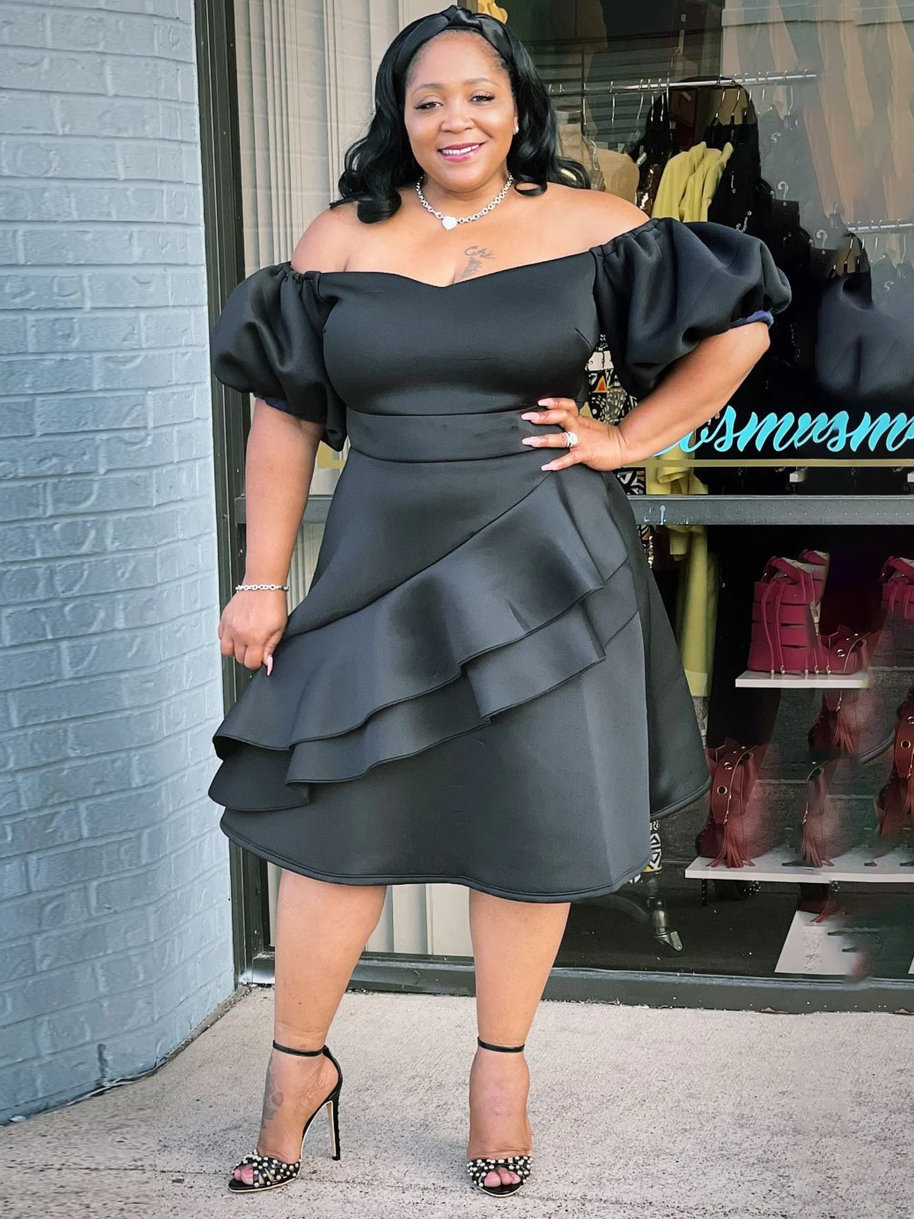 Sexy Black Ruffle Short Sleeve Plus Size Dress 3 Sexy Black Ruffle Short Sleeve Plus Size Dress