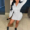 Sexy Ruched Front Zipper Hoodie Mini Dress -Define Your Shop P 20211022134842387 394