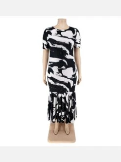 Plus Size Crew Neck Short Sleeve Dress -Define Your Shop P 20220311123542128 822