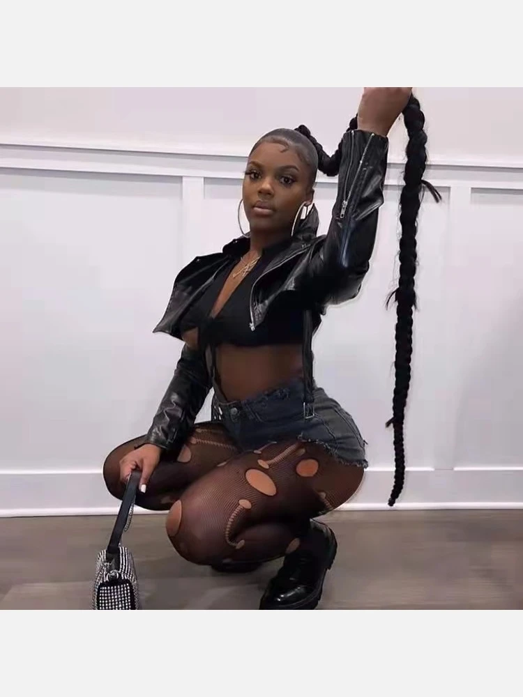 Nightclub Black Hollowed Out Leggings Stockings 7 Nightclub Black Hollowed Out Leggings Stockings - Image 5