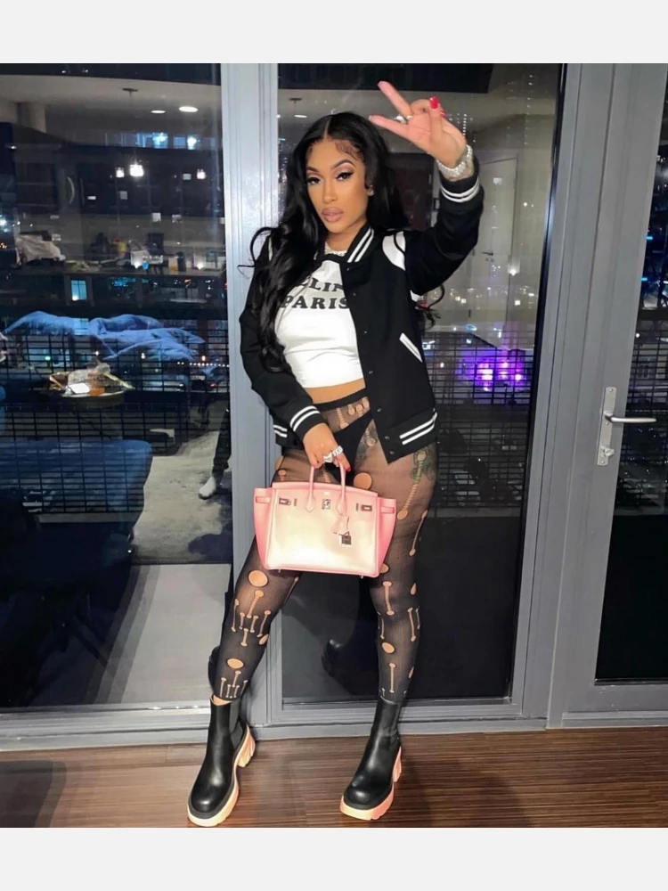 Nightclub Black Hollowed Out Leggings Stockings 4 Nightclub Black Hollowed Out Leggings Stockings - Image 2