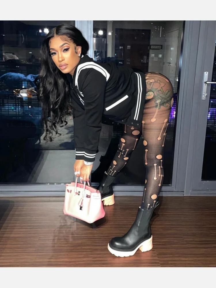 Nightclub Black Hollowed Out Leggings Stockings 8 Nightclub Black Hollowed Out Leggings Stockings - Image 6