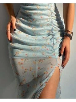 Casual Slit Print Short Sleeve Bodycon Dress 7 Casual Slit Print Short Sleeve Bodycon Dress -Define Your Shop P 20220408181356764 232