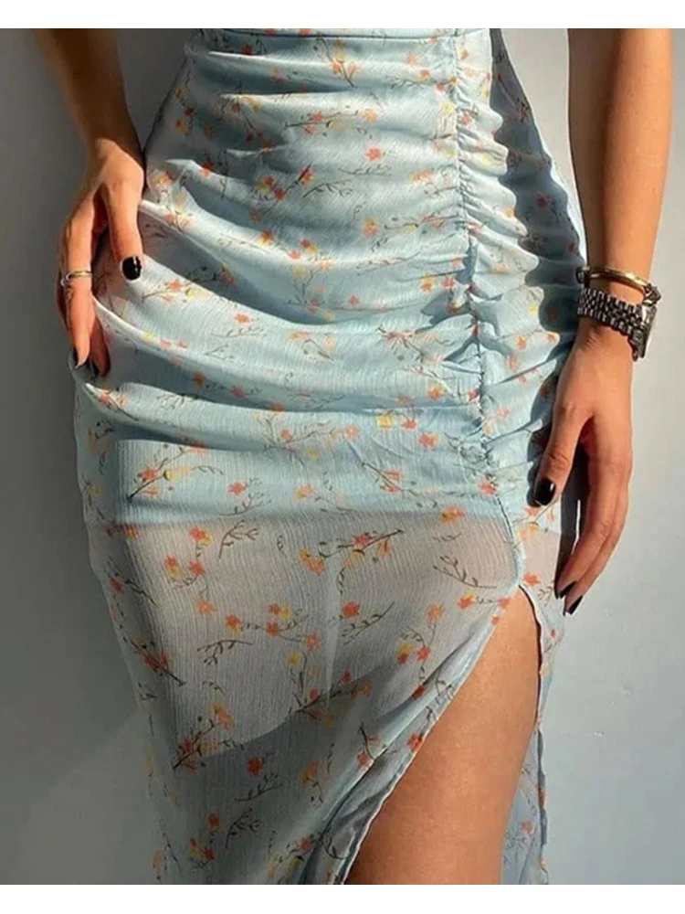 Casual Slit Print Short Sleeve Bodycon Dress 5 Casual Slit Print Short Sleeve Bodycon Dress - Image 3