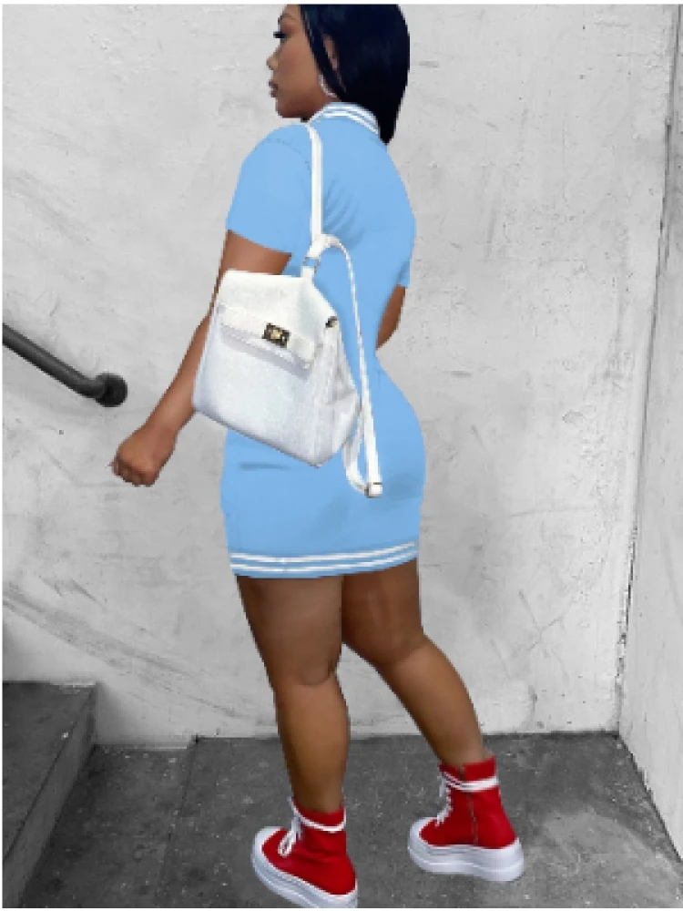 Casual Striped Short Sleeve Button Up Dress 4 Casual Striped Short Sleeve Button Up Dress - Image 2