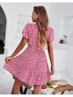 Summer Floral Printing Short Sleeve Dress 7 Summer Floral Printing Short Sleeve Dress -Define Your Shop P 20220414104909358 311