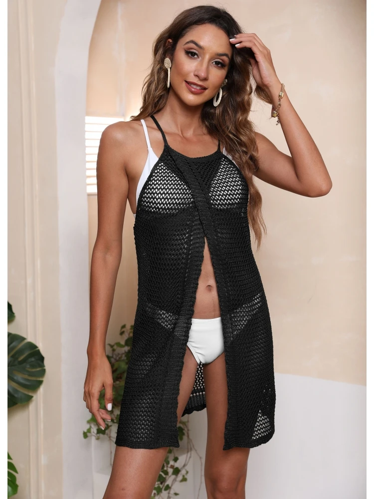 Hollowed Out Sexy Solid One Piece Cover Up 3 Hollowed Out Sexy Solid One Piece Cover Up