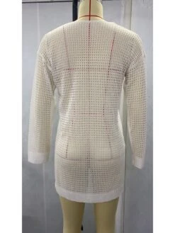 Sexy Pure Color Beach Wear Long Sleeve Cover Ups -Define Your Shop P 20220426175917055 308