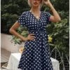 Women Casual Dot Short Sleeve Short Dress