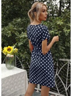 Women Casual Dot Short Sleeve Short Dress -Define Your Shop P 20220522145406187 120