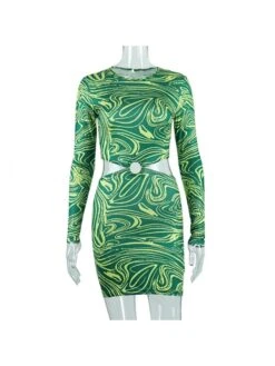 Printed Fashion High Waist Hip Dress -Define Your Shop P 20220531204447814 642