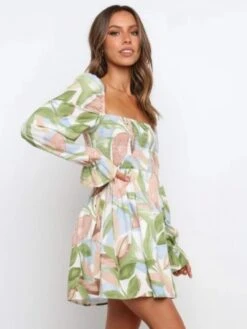 Fashion Printed Square Neck Long Sleeve Dress 8 Fashion Printed Square Neck Long Sleeve Dress -Define Your Shop P 20220623155809498 847