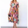 V Neck Printed Ruffles Short Sleeve Long Dress 2 V Neck Printed Ruffles Short Sleeve Long Dress -Define Your Shop P 20220628193701870 410