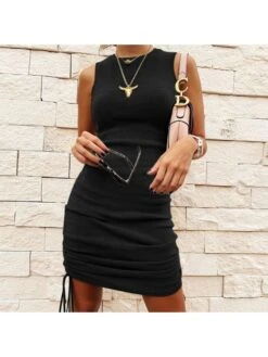 Sexy Slim Drawstring Sleeveless Dress