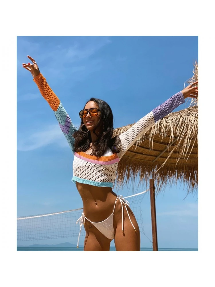 Summer Hollowed Out Women's Beach Sunscreen Top 4 Summer Hollowed Out Women's Beach Sunscreen Top - Image 2