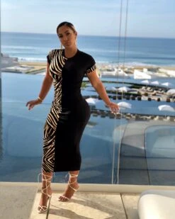 Black Printed Women Maxi Dresses