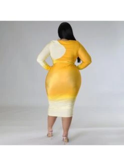 Fashion Round Neck Gradient Color Long Sleeve Dress -Define Your Shop P 20221112183452986 940