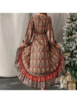 Bohemian Beach Ruffled Floral Long Sleeve Maxi Dress 13 Bohemian Beach Ruffled Floral Long Sleeve Maxi Dress -Define Your Shop P 20230204141653389 464