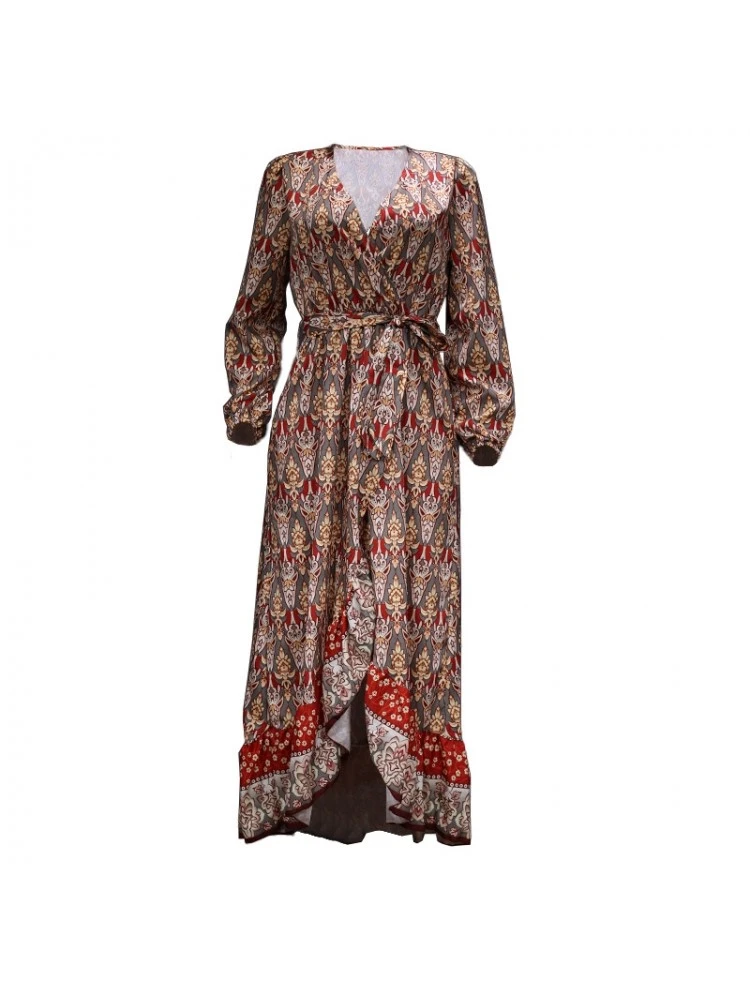 Bohemian Beach Ruffled Floral Long Sleeve Maxi Dress 7 Bohemian Beach Ruffled Floral Long Sleeve Maxi Dress - Image 5