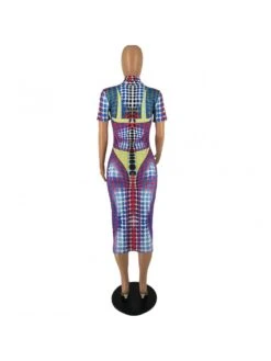 Dots Printed Blue Half Zip Short Sleeve Dress 11 Dots Printed Blue Half Zip Short Sleeve Dress -Define Your Shop P 20230207171800332 337