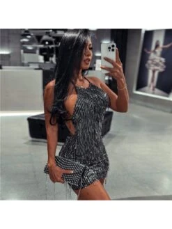 Sexy Halter Backless Sequin Women's Sleeeveless Dress