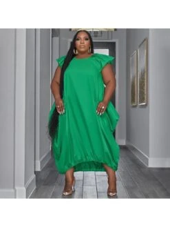 Casual Loose Plus Size Short Sleeve Dress Women