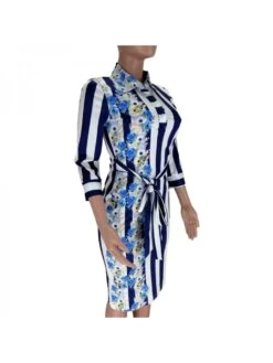 Women's Stripe Long Sleeve Shirts Dress -Define Your Shop P 20230418184822559 834
