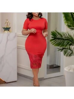 Temperament Commuting Pure Color Women's Short Sleeve Dress