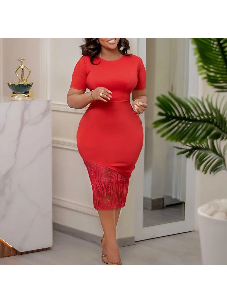 Temperament Commuting Pure Color Women's Short Sleeve Dress 3 Temperament Commuting Pure Color Women's Short Sleeve Dress