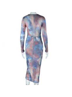 Slim Round Neck Printing Blue Women's Dress 17 Slim Round Neck Printing Blue Women's Dress -Define Your Shop P 20230513201633606 962