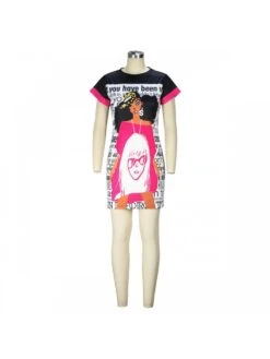 Casual Black Cartoon Pattern Printing Short Dress 12 Casual Black Cartoon Pattern Printing Short Dress -Define Your Shop P 20230517201723476 895
