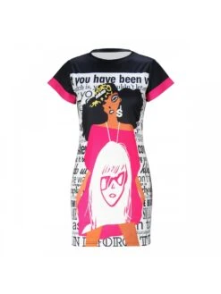 Casual Black Cartoon Pattern Printing Short Dress 15 Casual Black Cartoon Pattern Printing Short Dress -Define Your Shop P 20230517201730650 406