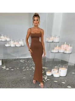 Sexy Slim Backless Long Sleeveless Dress