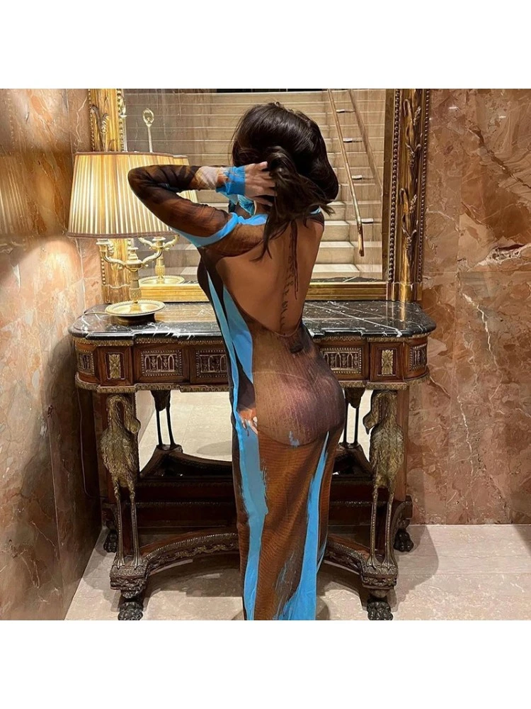 Sexy See-through Backless Maxi Dress 6 Sexy See-through Backless Maxi Dress - Image 4