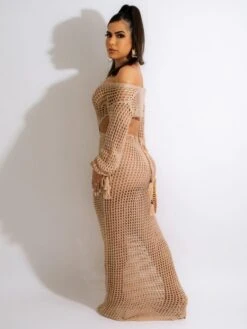 Sexy Crochet See Through Long Sleeve Dress -Define Your Shop P 20230705173436904 753