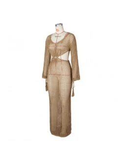 Sexy Crochet See Through Long Sleeve Dress -Define Your Shop P 20230705173442086 747