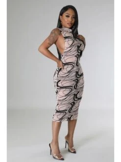 Women's Casual Contrast Color Printing Sleeveless Long Dress -Define Your Shop P 20230708112657688 405