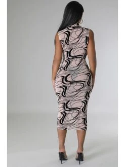 Women's Casual Contrast Color Printing Sleeveless Long Dress -Define Your Shop P 20230708112702934 217