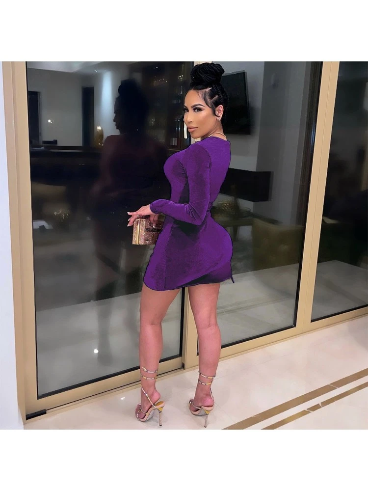 Sexy Side Zipper Long Sleeve Slim Dress 5 Sexy Side Zipper Long Sleeve Slim Dress - Image 3