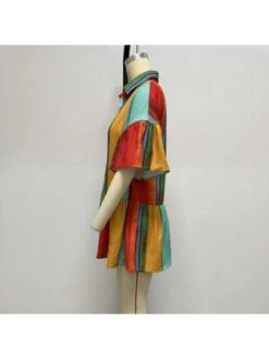 Red Contrast Color Printing Short Sleeve Dress 11 Red Contrast Color Printing Short Sleeve Dress -Define Your Shop P 20230719115233385 296