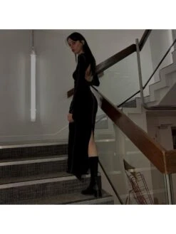 Sexy Pure Color Backless Long Sleeve Maxi Dress -Define Your Shop P 20230816131301183 997