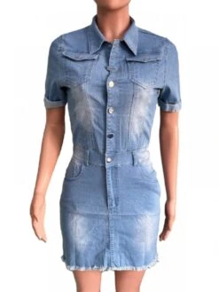 Slim Fit Solid Color Wrap Hip Dress -Define Your Shop P 20230822175033551 543