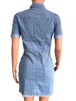 Slim Fit Solid Color Wrap Hip Dress -Define Your Shop P 20230822175036061 726